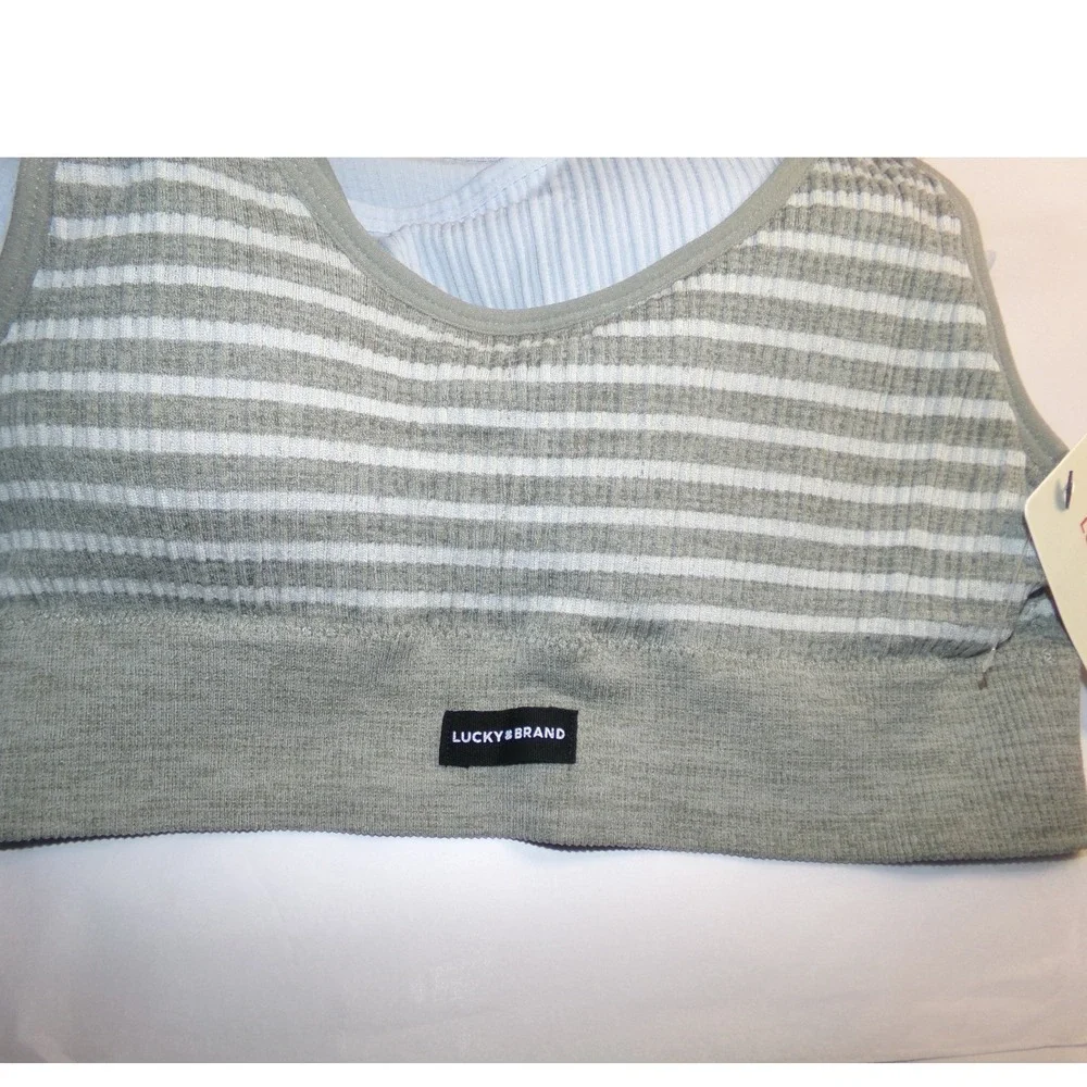 Lucky Brand SZ SMALL Ribbed Seamless Bralettes 3 Pack Wireless~Multicolor